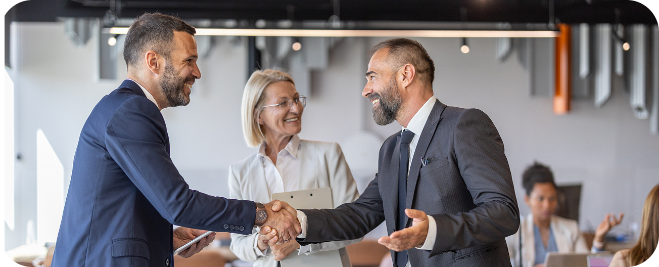 corporate man shaking hands
